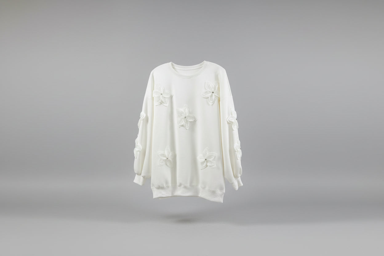 Sweatshirt Flower White