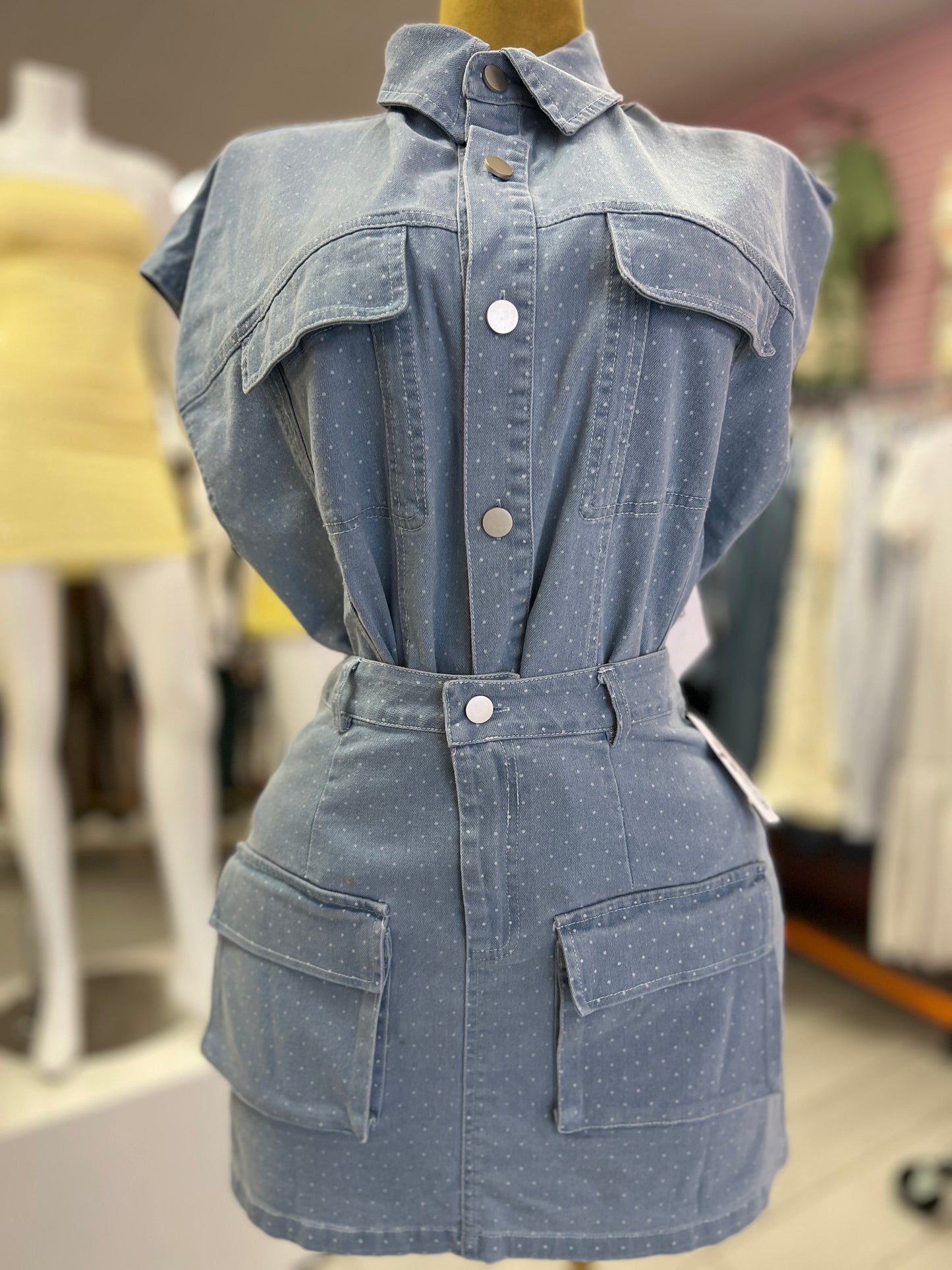 Set Denim Polka Dot