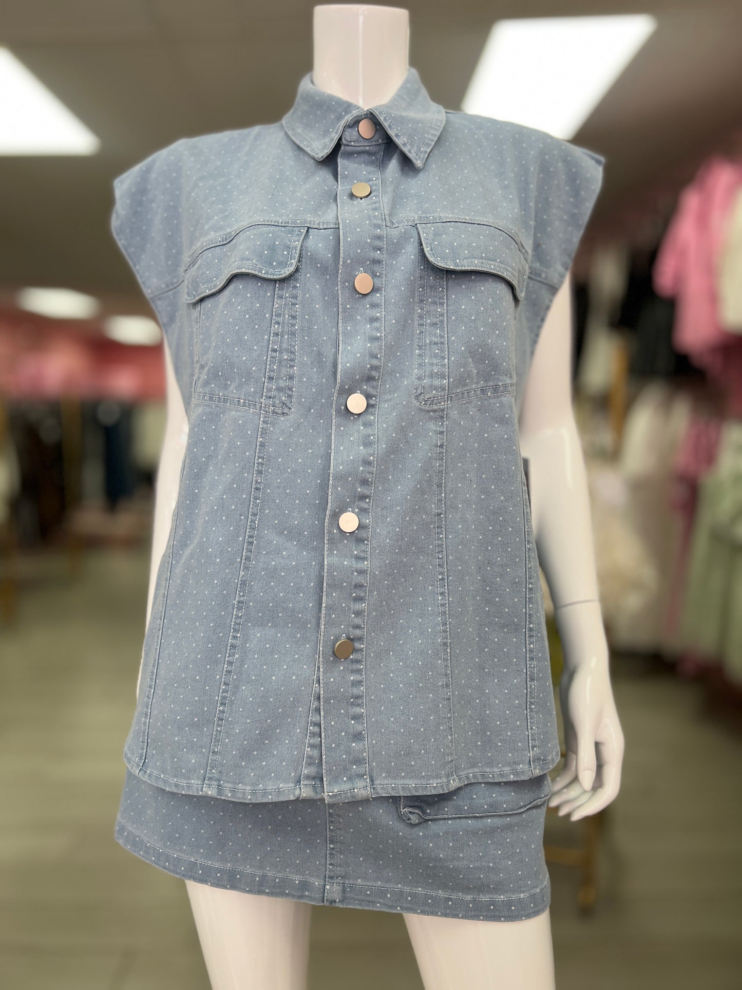 Set Denim Polka Dot