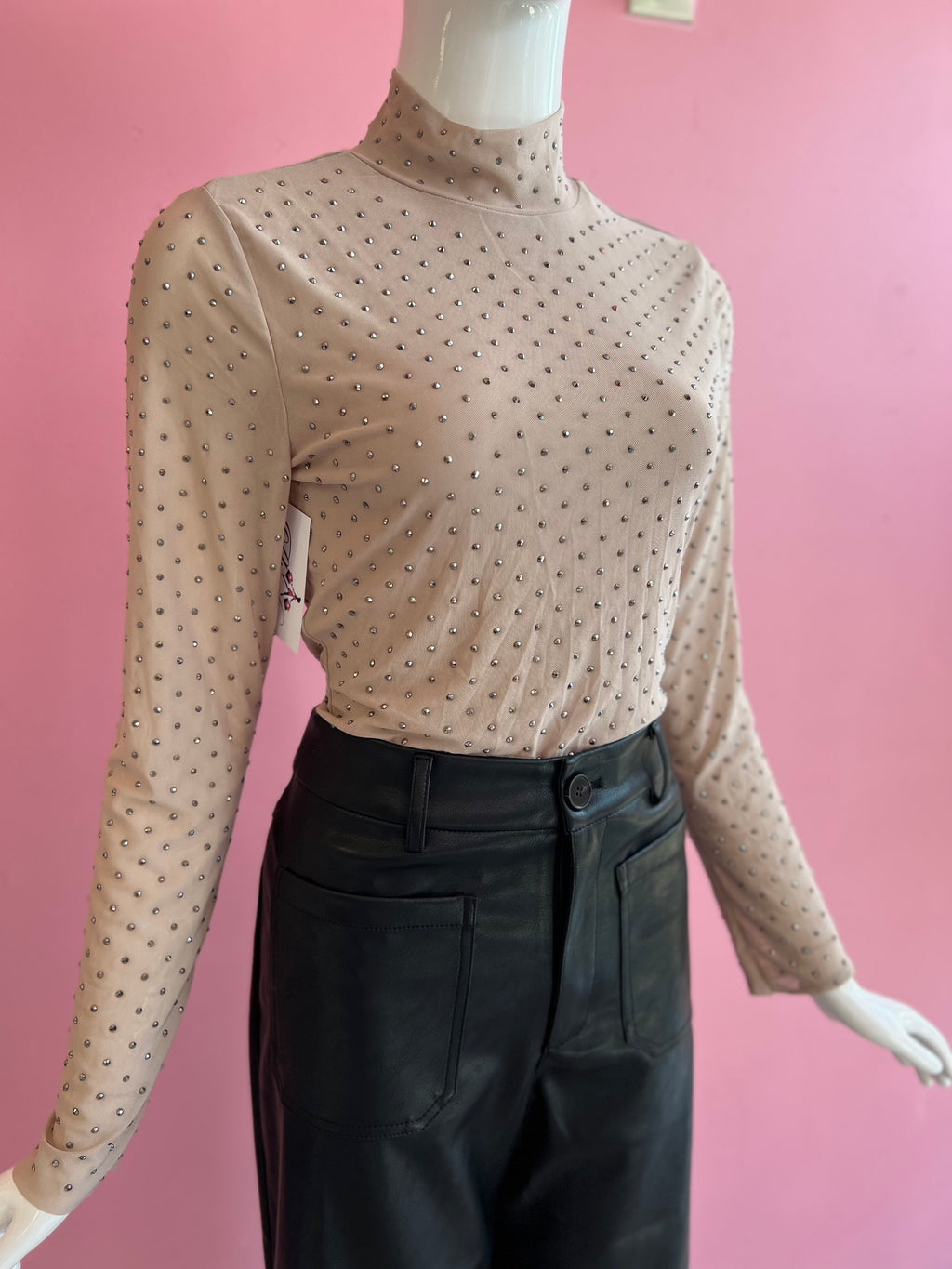 Shirt RhineStones Beige