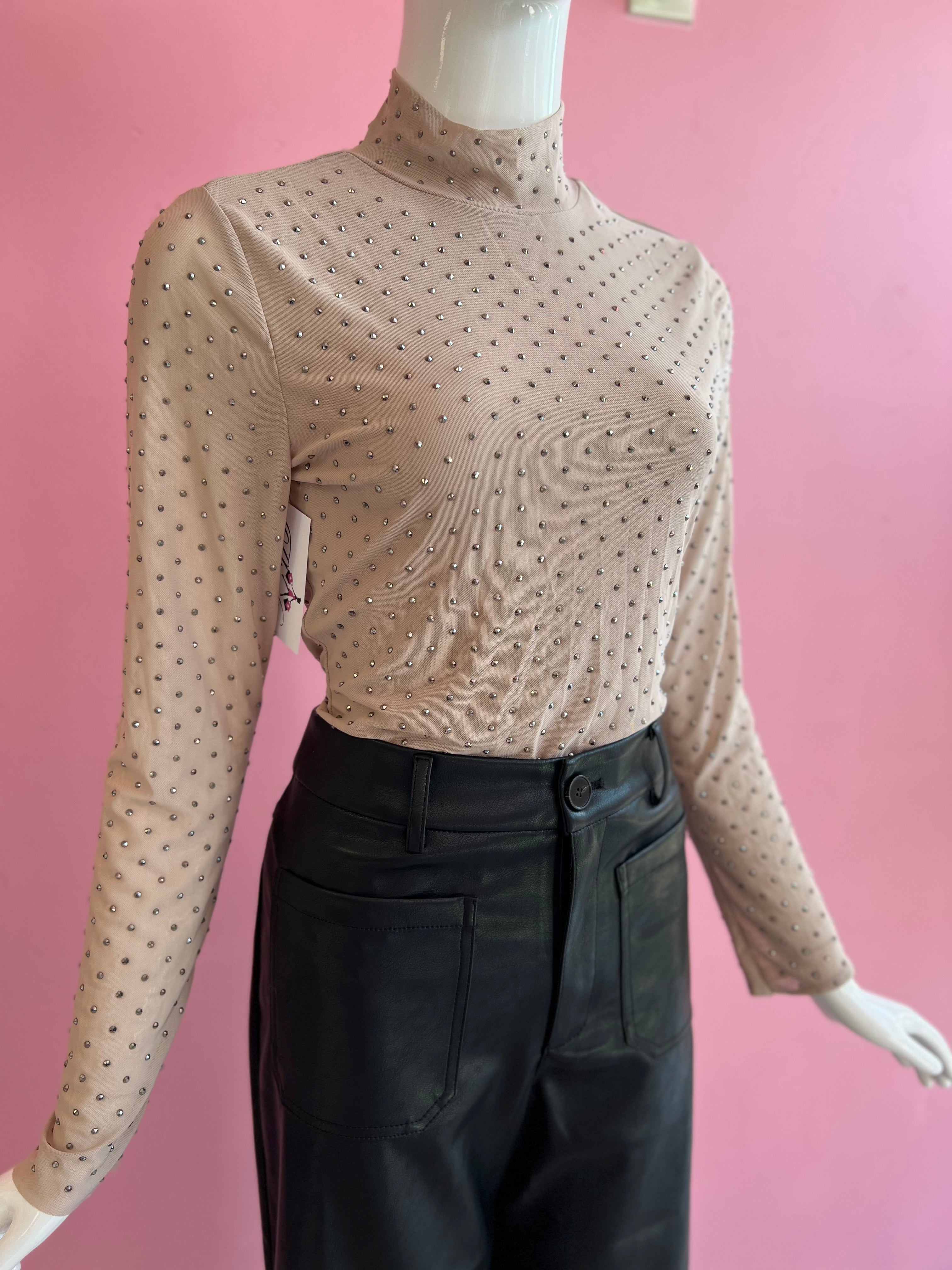 Shirt RhineStones Beige