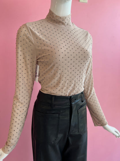 Shirt RhineStones Beige