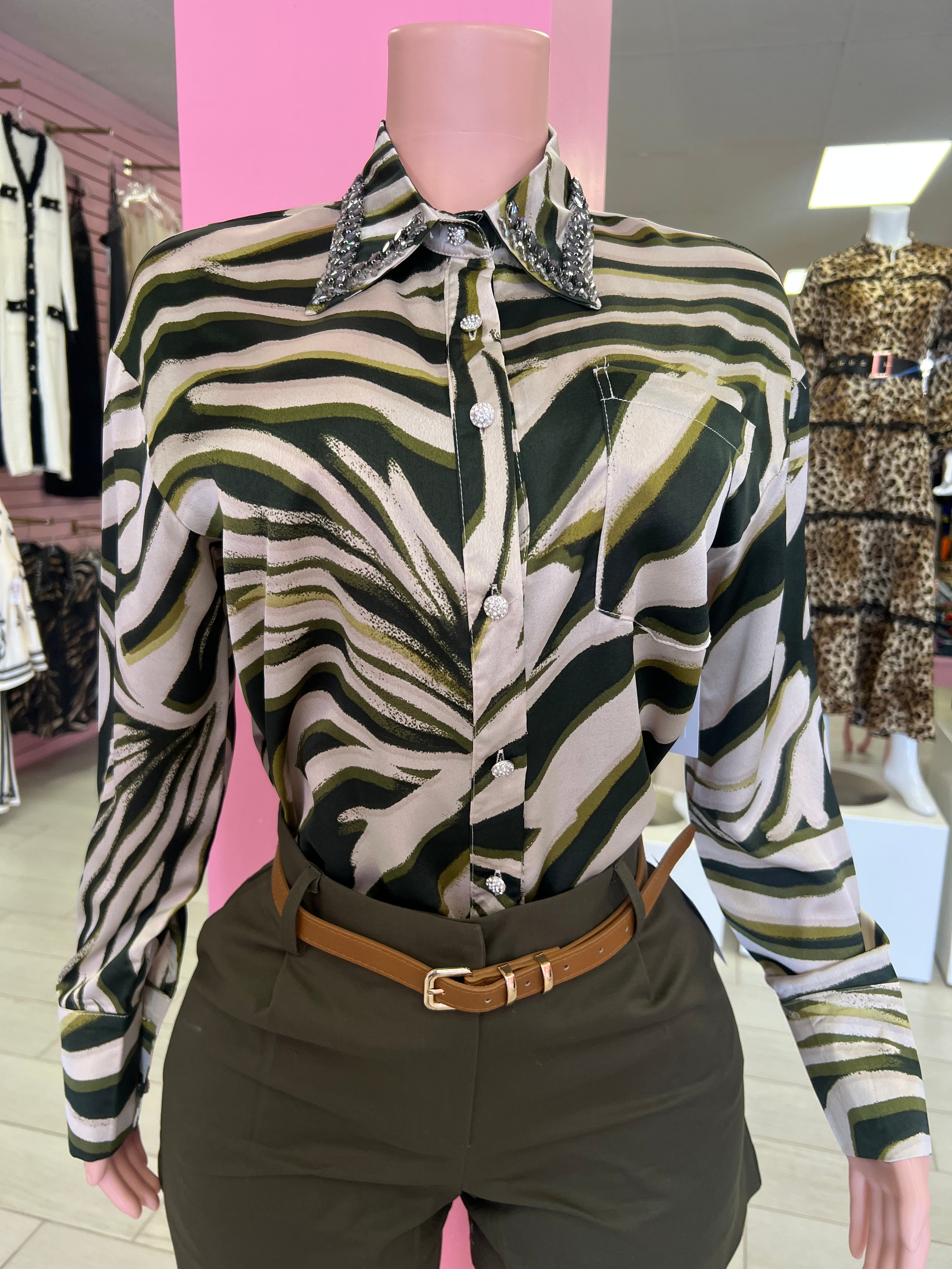 Shirt Green Print