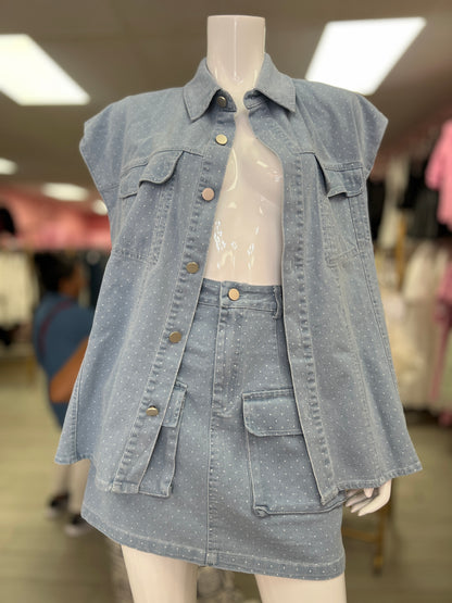 Set Denim Polka Dot