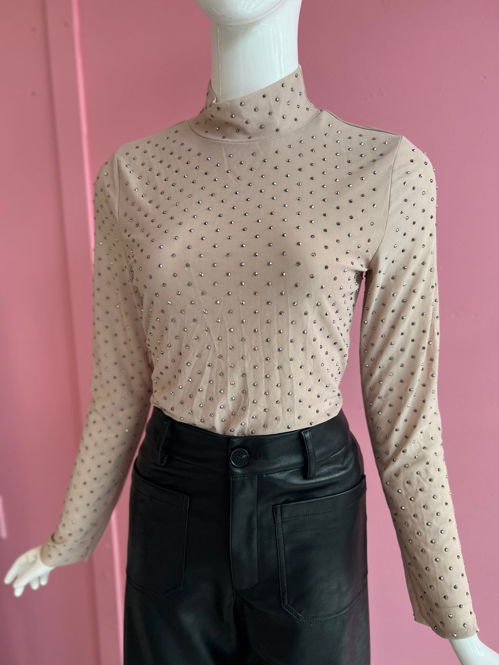 Shirt RhineStones Beige