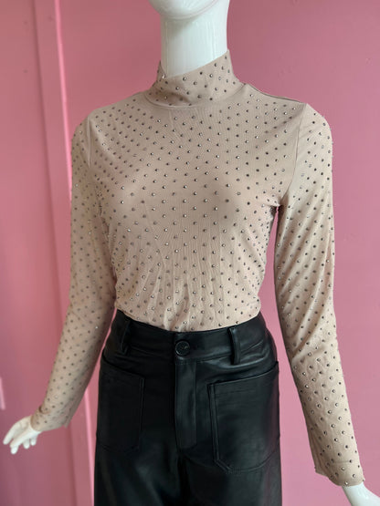 Shirt RhineStones Beige