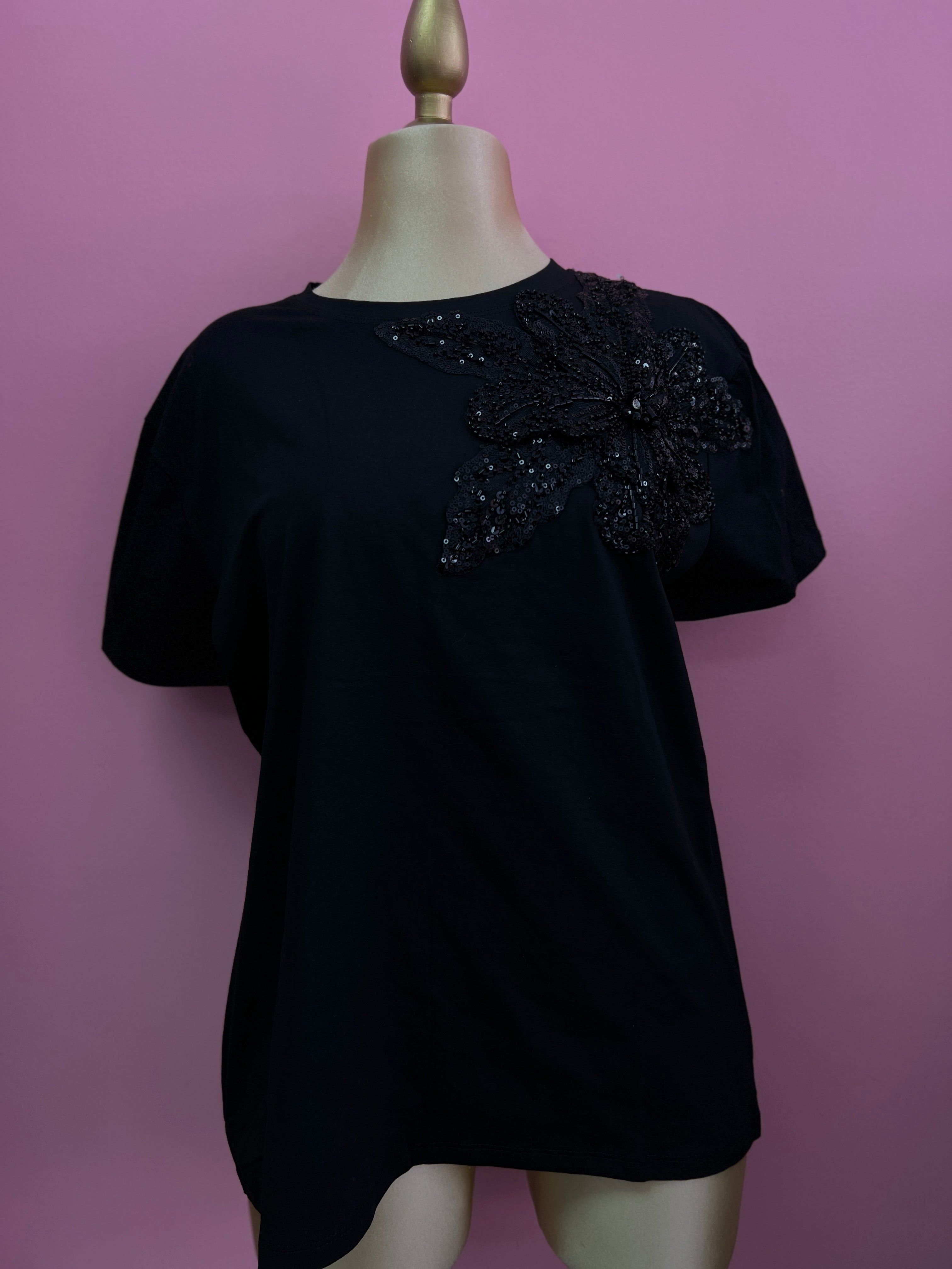 Shirt Black Flower