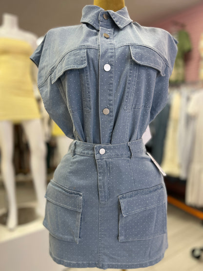 Set Denim Polka Dot