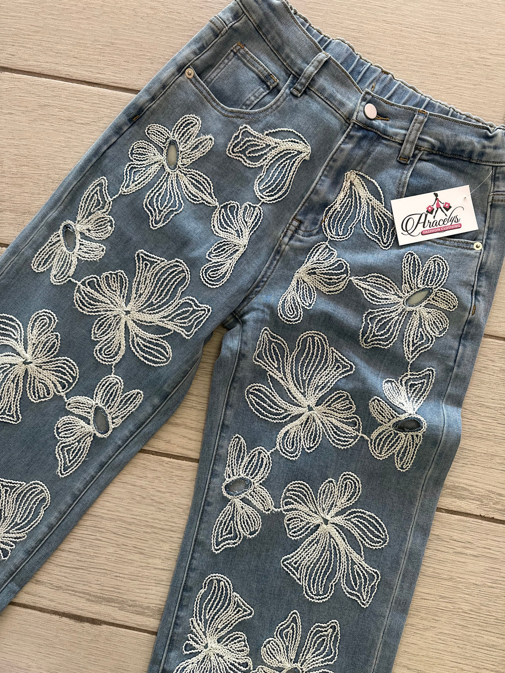 Jeans White Flower