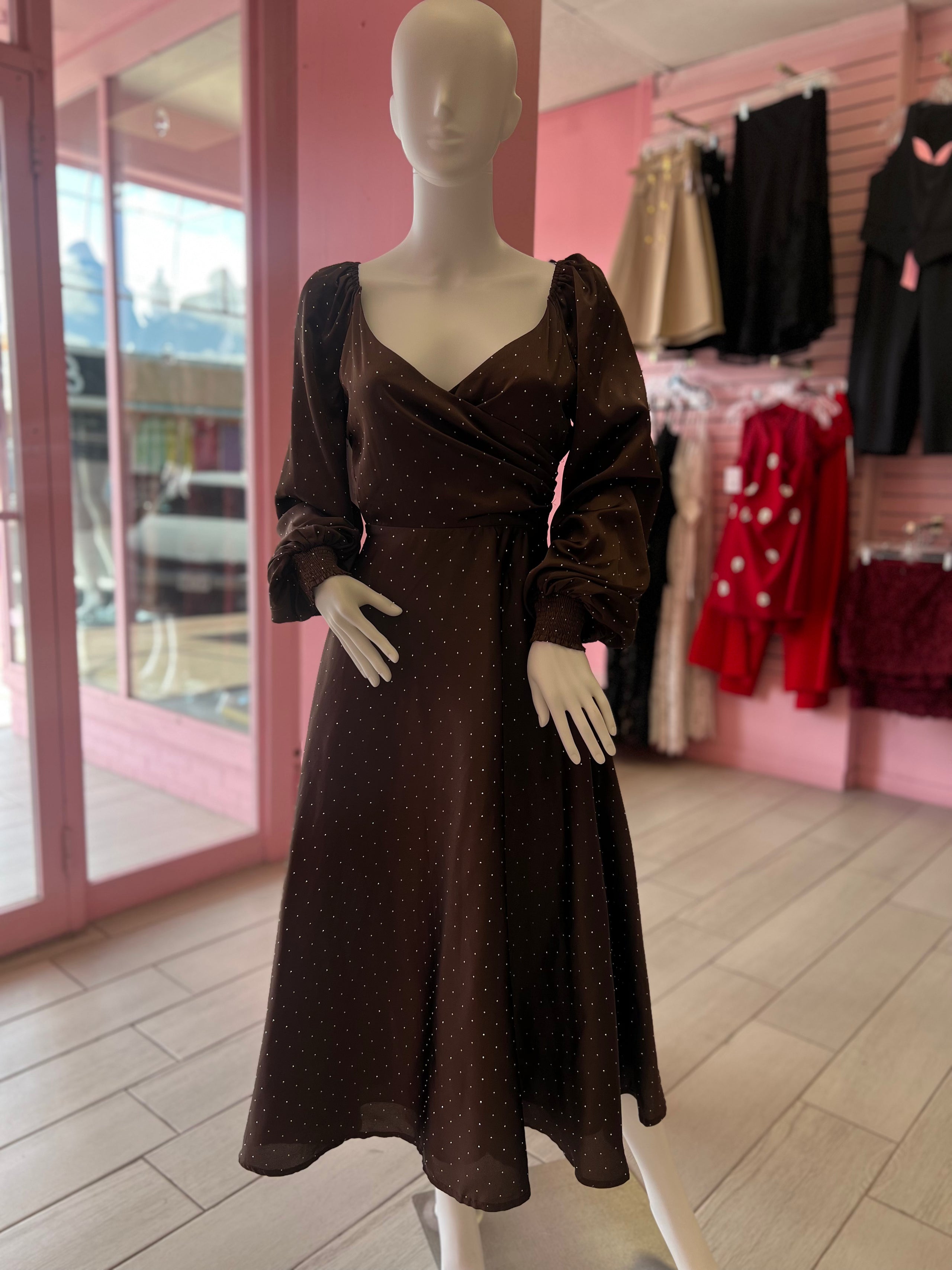 Dress Brown Rhinestones