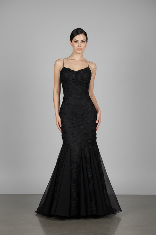 Dress 3D Black Flowers